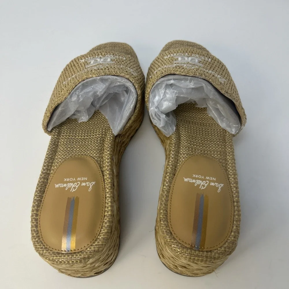 Sam Edelman Camila Slip On Espadrille Platform Wedge Slide Sandals Sand 7.5M NIB
